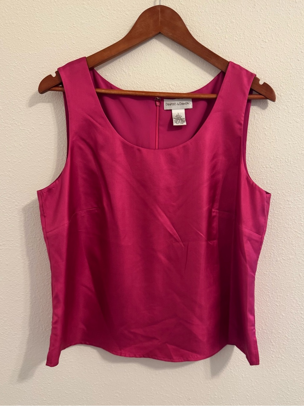 Draper’s & Damon’s 100% Silk Tank Top Wildberry Pink Size L NWT